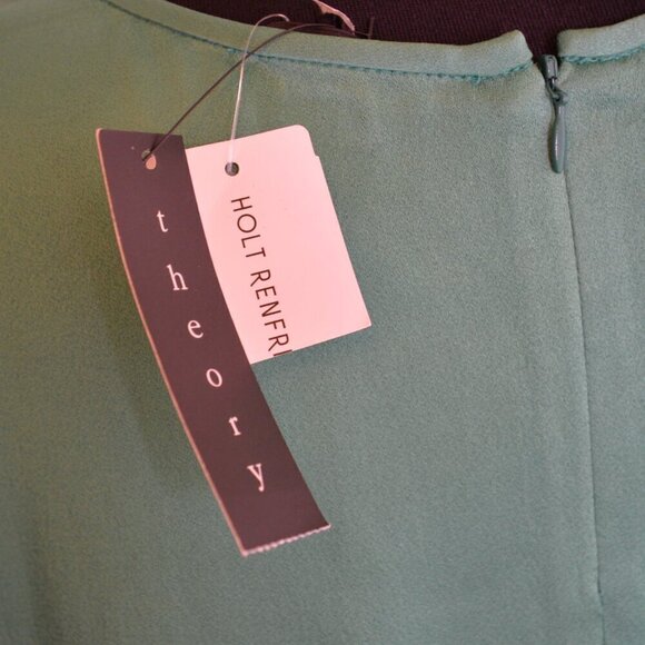 NWT Theory Green Satin 'Maudia' Blouse Sz L - Picture 7 of 8